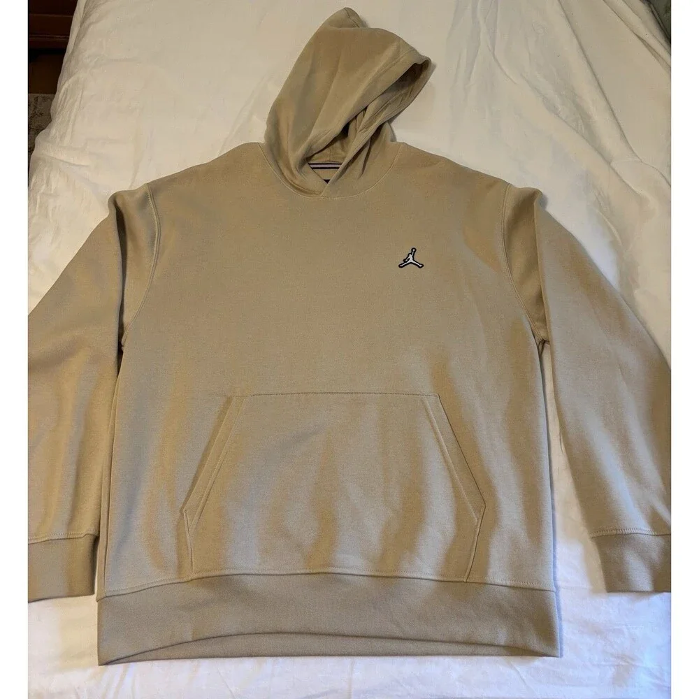 Nike Air Jordan Fleece Pullover Hoodie Tan Beige Mens Large NWT DQ7466-206